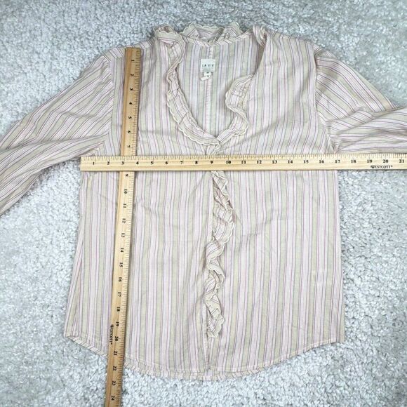 Rebecca Taylor La Vie Ruffle Trim Striped Blouse - Picture 8 of 9